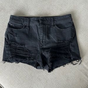 Joes denim jean shorts size 29 black with rips and raw hem